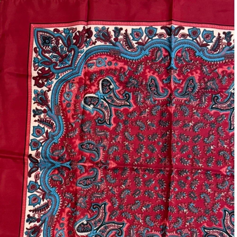 Morsly Vintage Paisley Square‎ Scarf Womens Red Cottagecore Classic Dark Japan